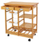 Rolling Kitchen Island Cart With Drawer And Wine Rack Solid Wood Storage Trolley On Wheels 0