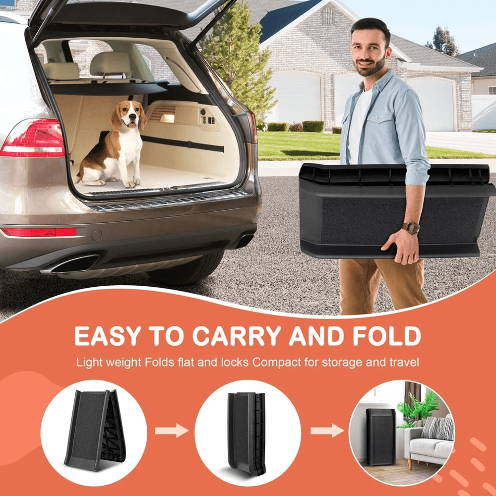 Portable Folding Dog Ramp Heavy Duty Lightweight Pet Ramp For Car Travel Safe Dog Ramp For SUV 8
