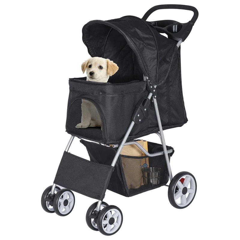 Foldable Dog Stroller With Cup Holder Storage Lightweight Pet Stroller For Small Medium Cats Dogs 6
