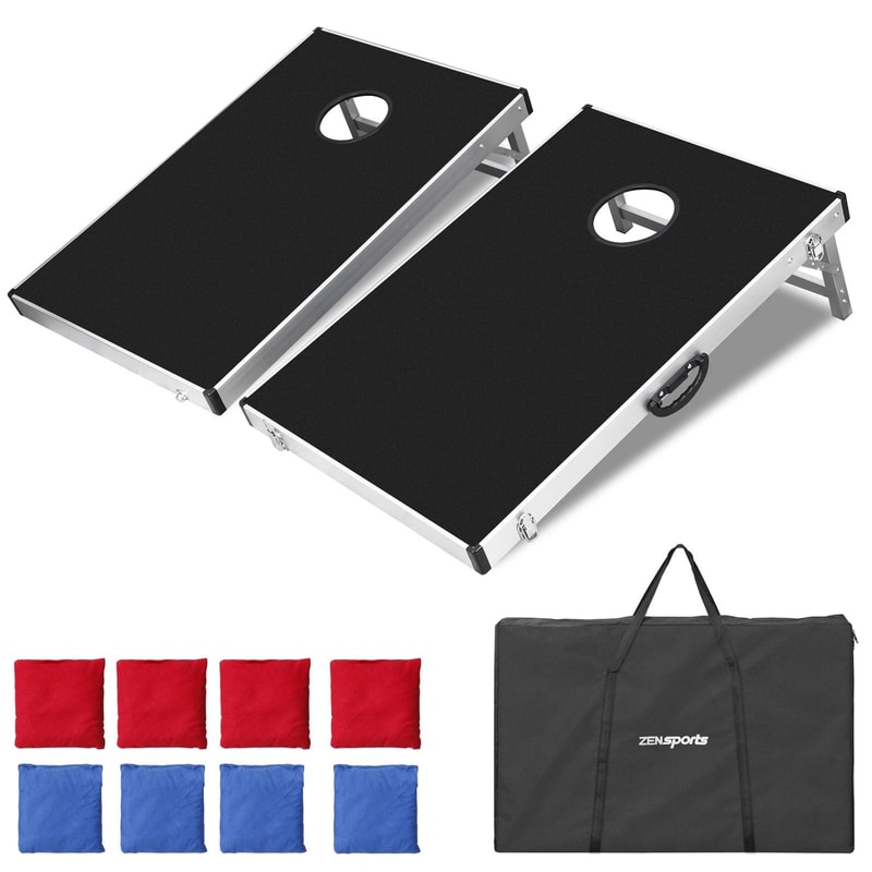 Portable Cornhole Game Set With Foldable Boards And Bean Bags Outdoor Bean Bag Toss Backyard Party 5
