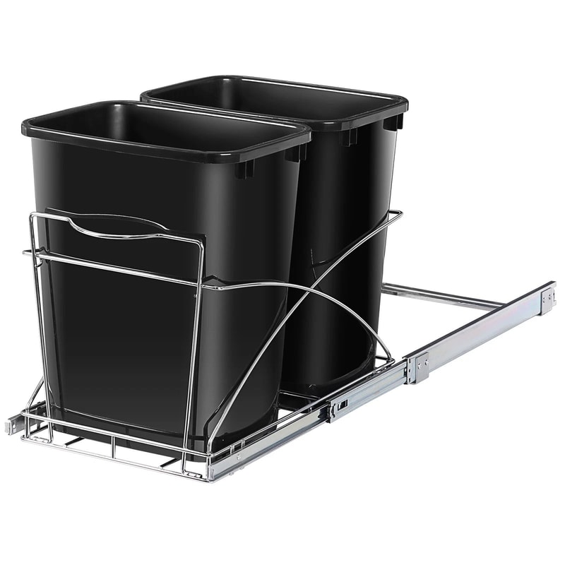 Double Pull Out Trash Can Under Cabinet Sliding Kitchen Bin Dual Cabinet Garbage Container 1