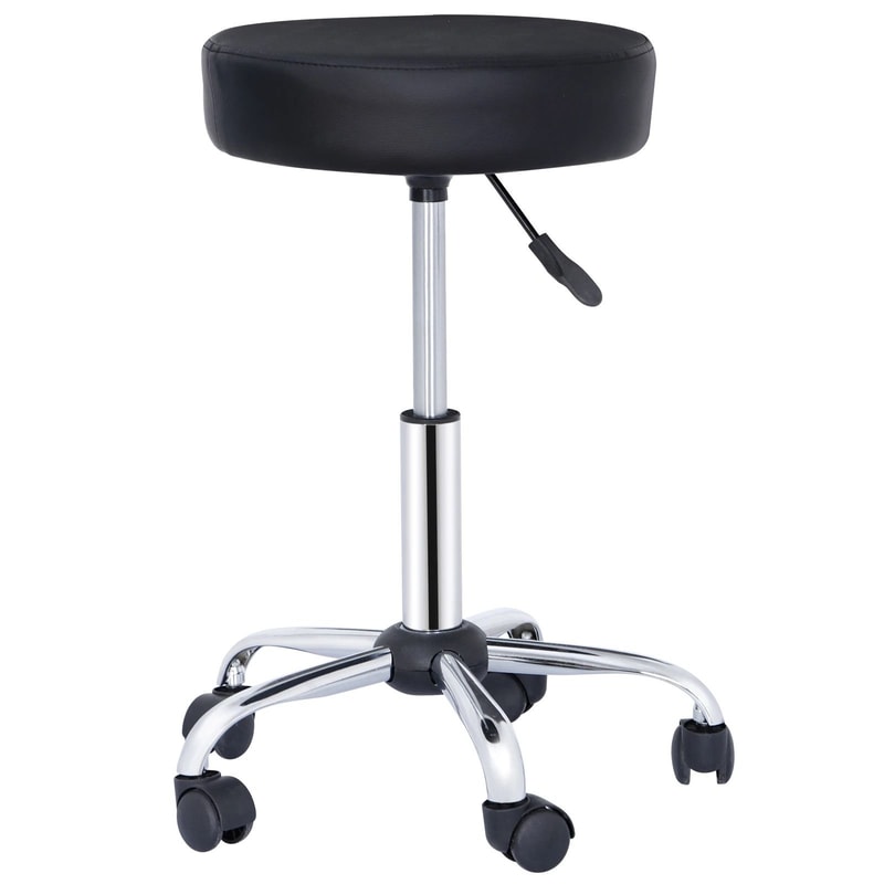 Hydraulic Adjustable Salon Stool Rolling PU Leather Tattoo Chair With Swivel Wheels 0