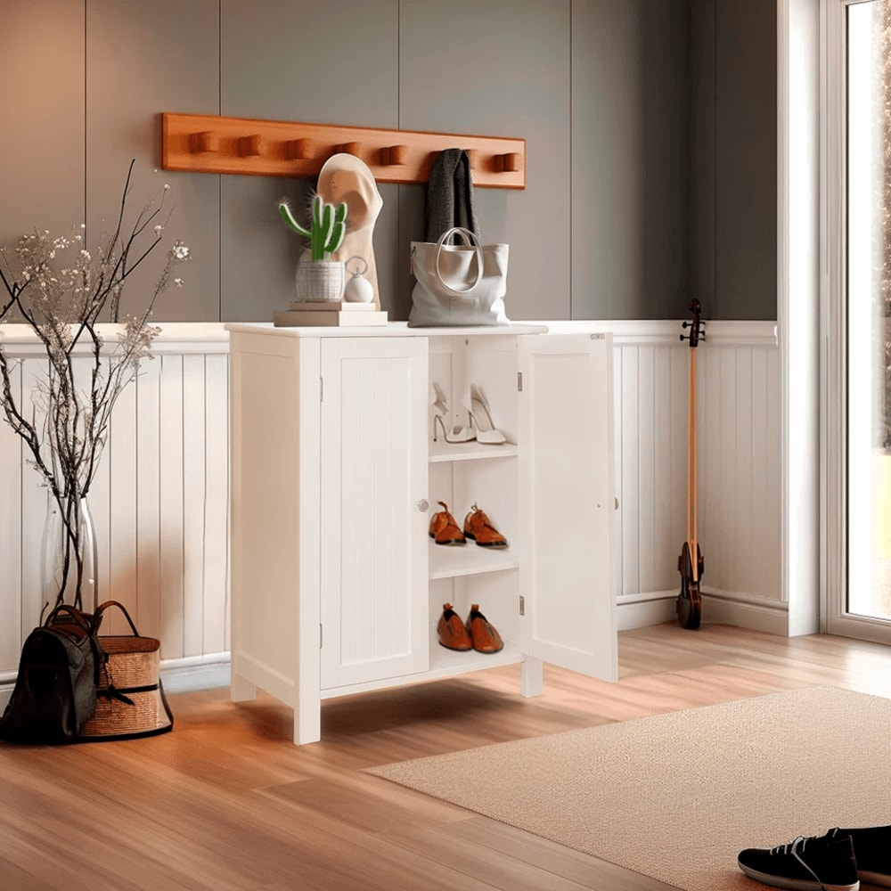 Slim Wooden Bathroom Storage Cabinet With Bathroom Floor Cabinet Organizer Shelves 3