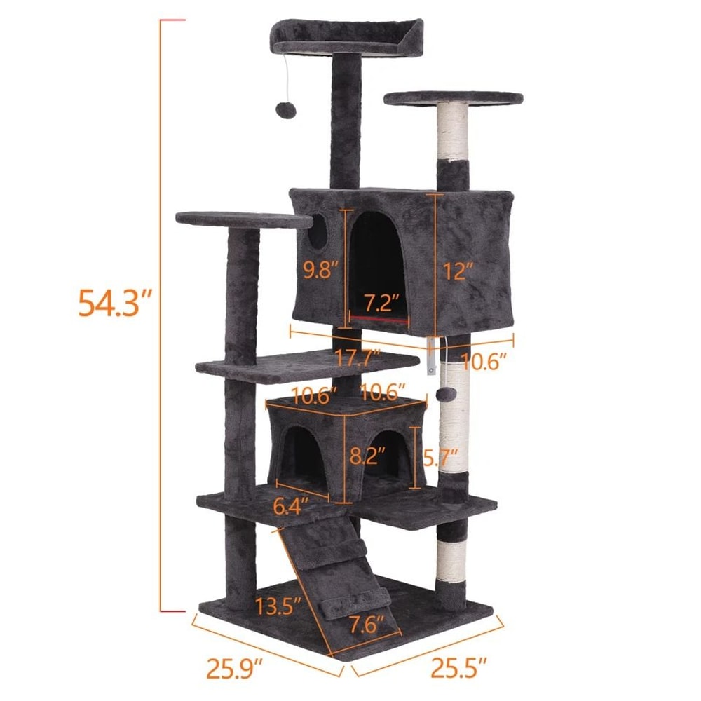 Multi Level Cat Tree Condo With Cat Scratching Post Plush Cat Tower Kitten Playhouse Cave Ladders 3