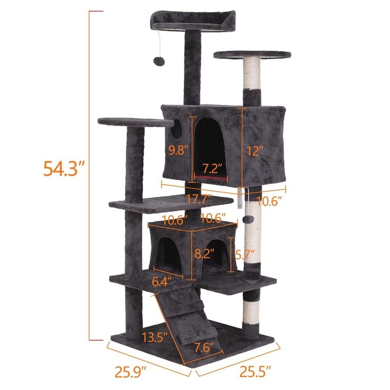Multi Level Cat Tree Condo With Cat Scratching Post Plush Cat Tower Kitten Playhouse Cave Ladders 3