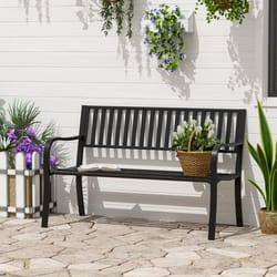 outdoor steel garden bench patio park chair with backrest and armrests