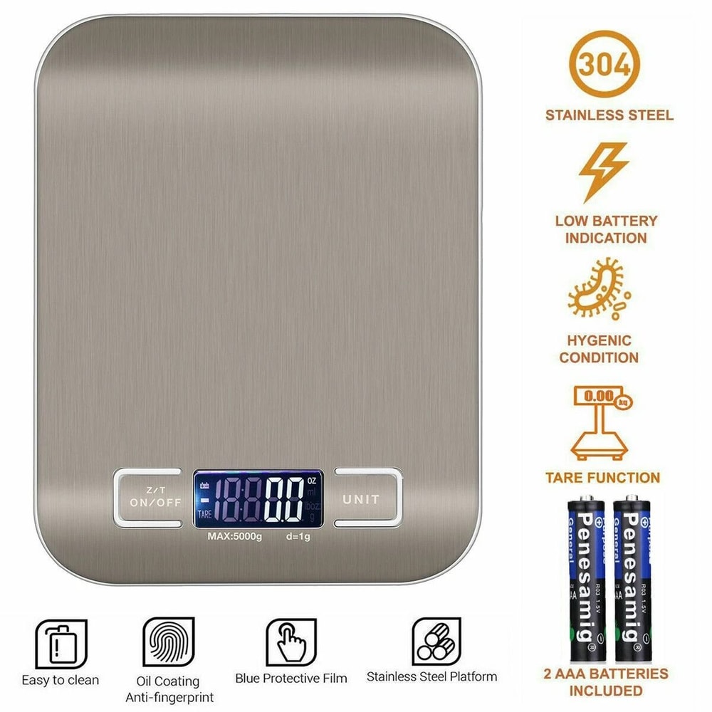 Digital Kitchen Food Scale Stainless Steel LCD Food Scale Digital Multi Unit Diet Weight Scale 3
