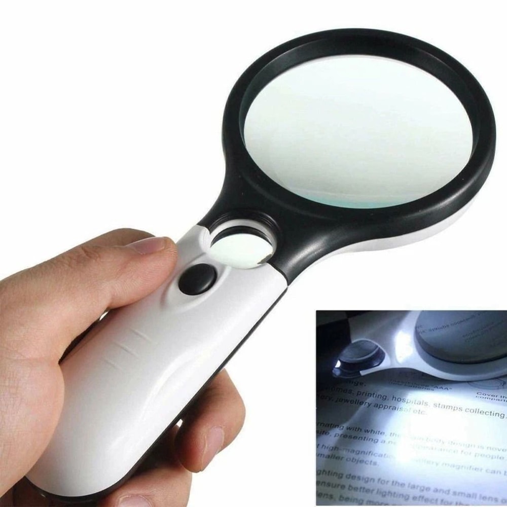 LED Illuminated Handheld Magnifying Glass 45X Jewelry Loupe 3X Reading Magnifier 5