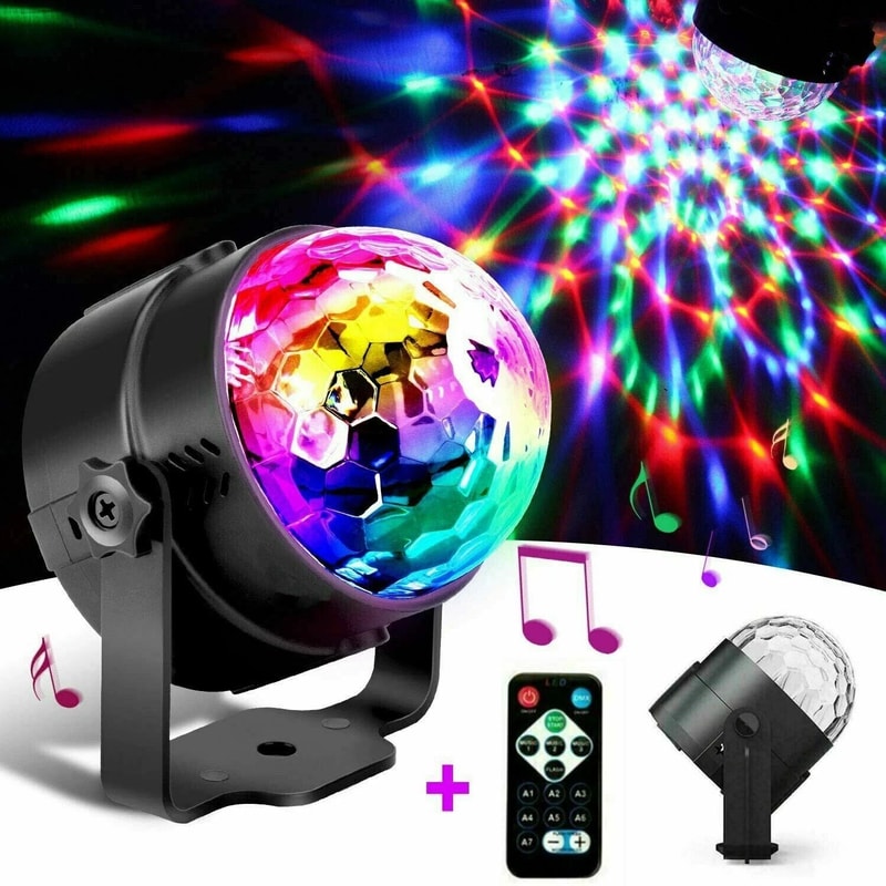 RGB Disco Ball Party Light With Remote Sound Activated Rotating DJ Stage Lamp 2
