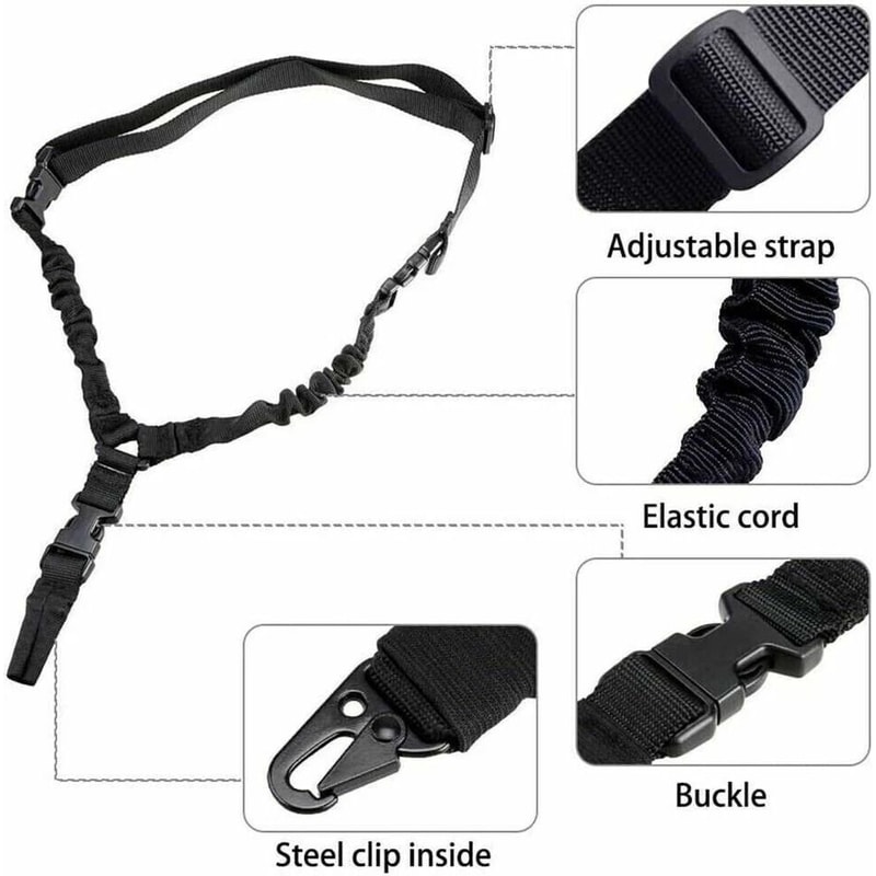 Tactical Single Point Rifle Sling With Bungee QD Buckle Adjustable Gun Strap For Hunting Outdoor G 6