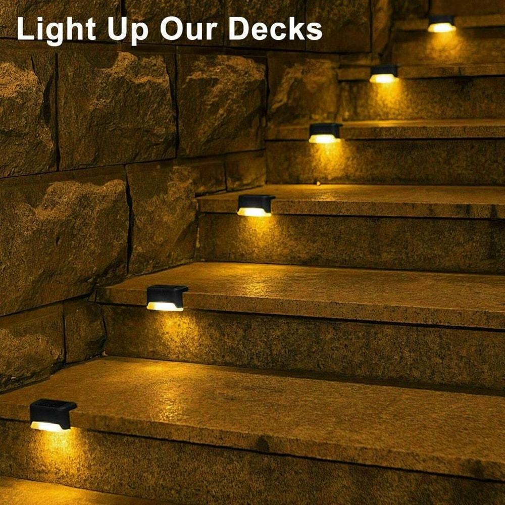Solar Deck Lights Outdoor LED Step Lights Auto On Off For Stairs Fence Path 1
