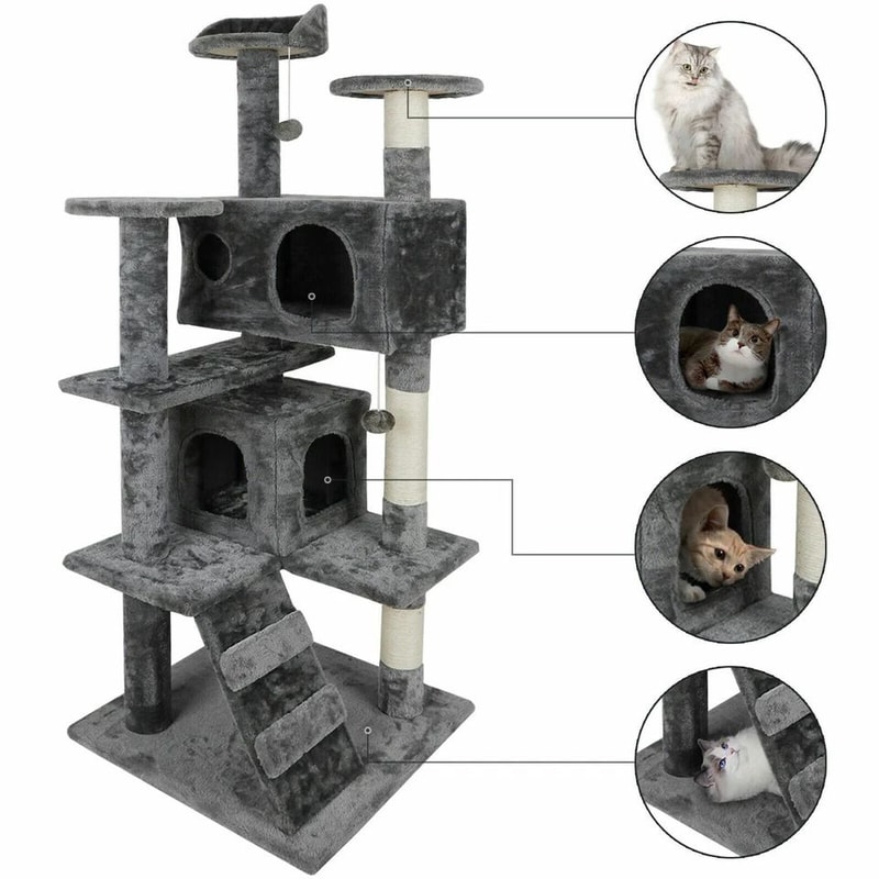 Large Cat Tree Tower With Condo Scratching Posts Multi Level Cat Activity Center For Indoor Cats 5