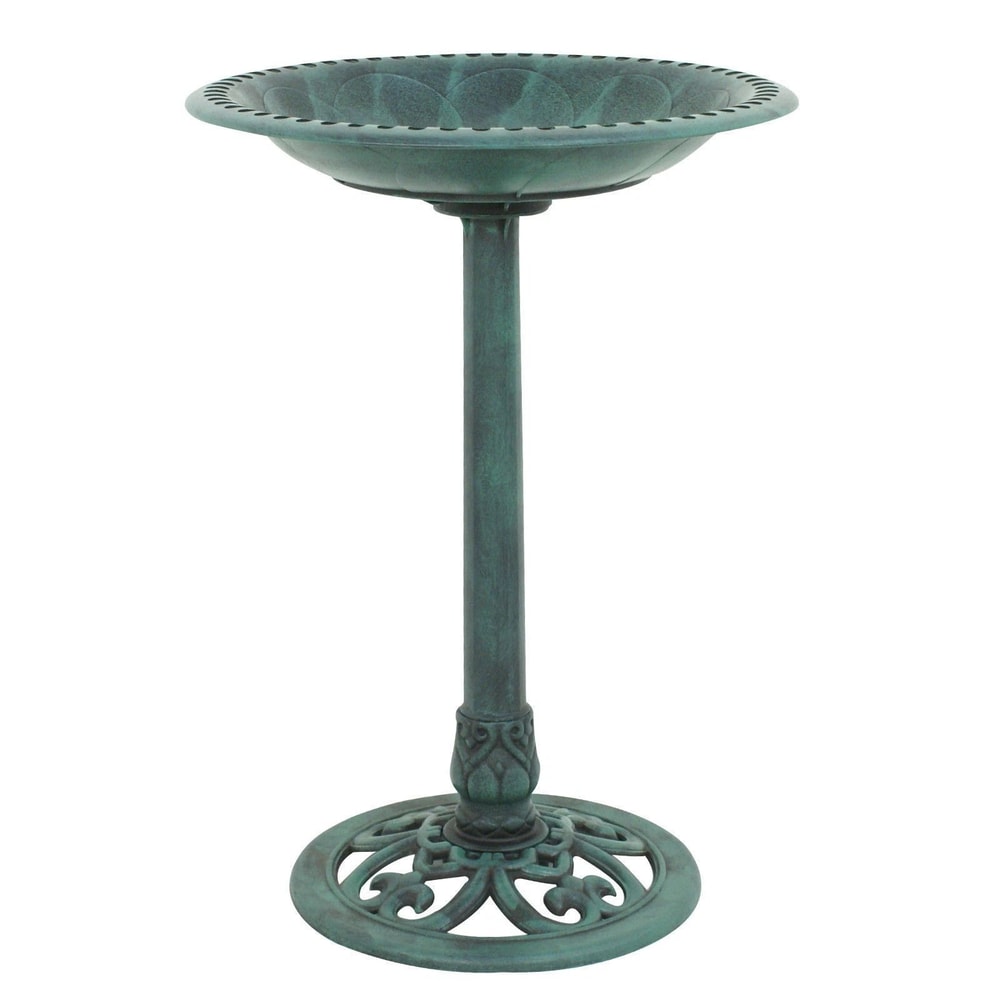Vintage Pedestal Bird Bath Outdoor Garden Decor Weather Resistant Resin Birdbath 1