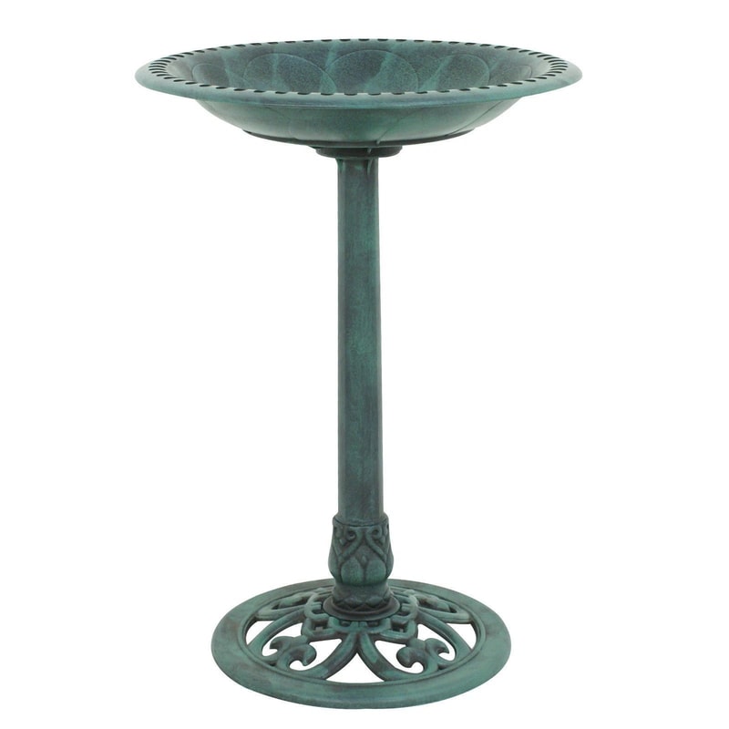 Vintage Pedestal Bird Bath Outdoor Garden Decor Weather Resistant Resin Birdbath 1