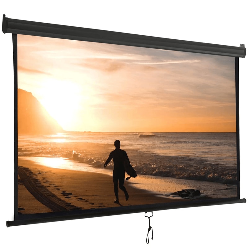 HD Manual Pull Down Projector Screen Matte White Home Theater Projection Screen 0