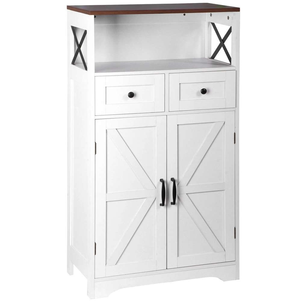 Farmhouse Storage Cabinet With Doors And Drawer Freestanding Wood Organizer For Bathroom Kitchen 0