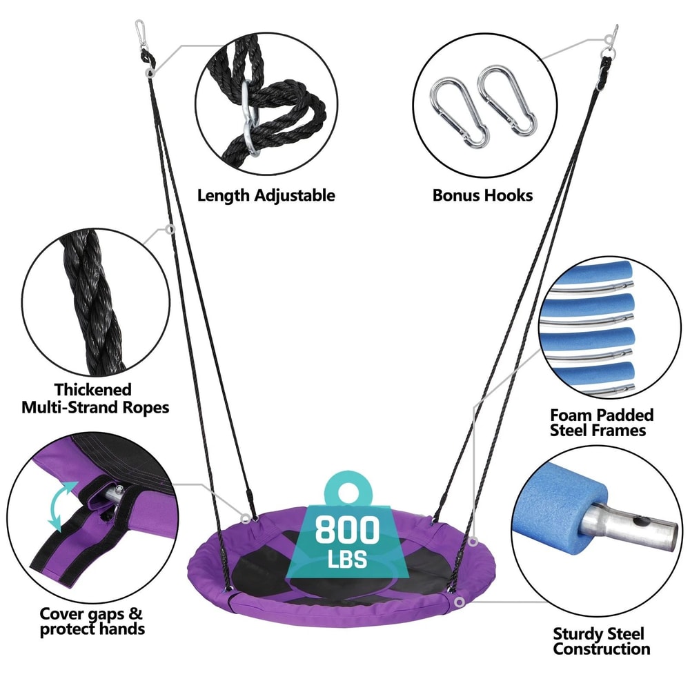 Flying Saucer Tree Swing For Kids With Adjustable Rope Durable Round Backyard Swing Set 5