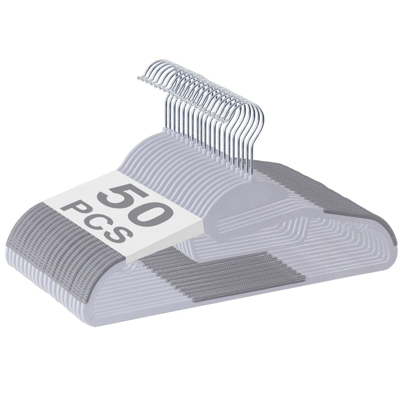 Slim Non Slip Space Saving Clothes Hangers Gray Plastic Closet Organizer 10