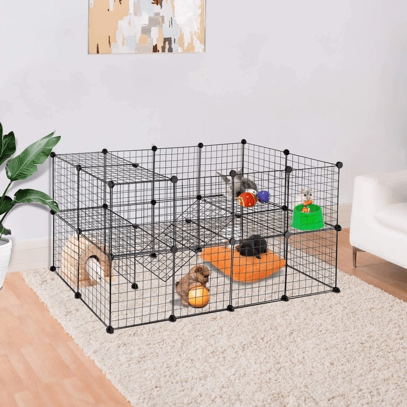 Portable Pet Playpen DIY Metal Fence Small Animal Cage Puppy Playpen Indoor Outdoor 0