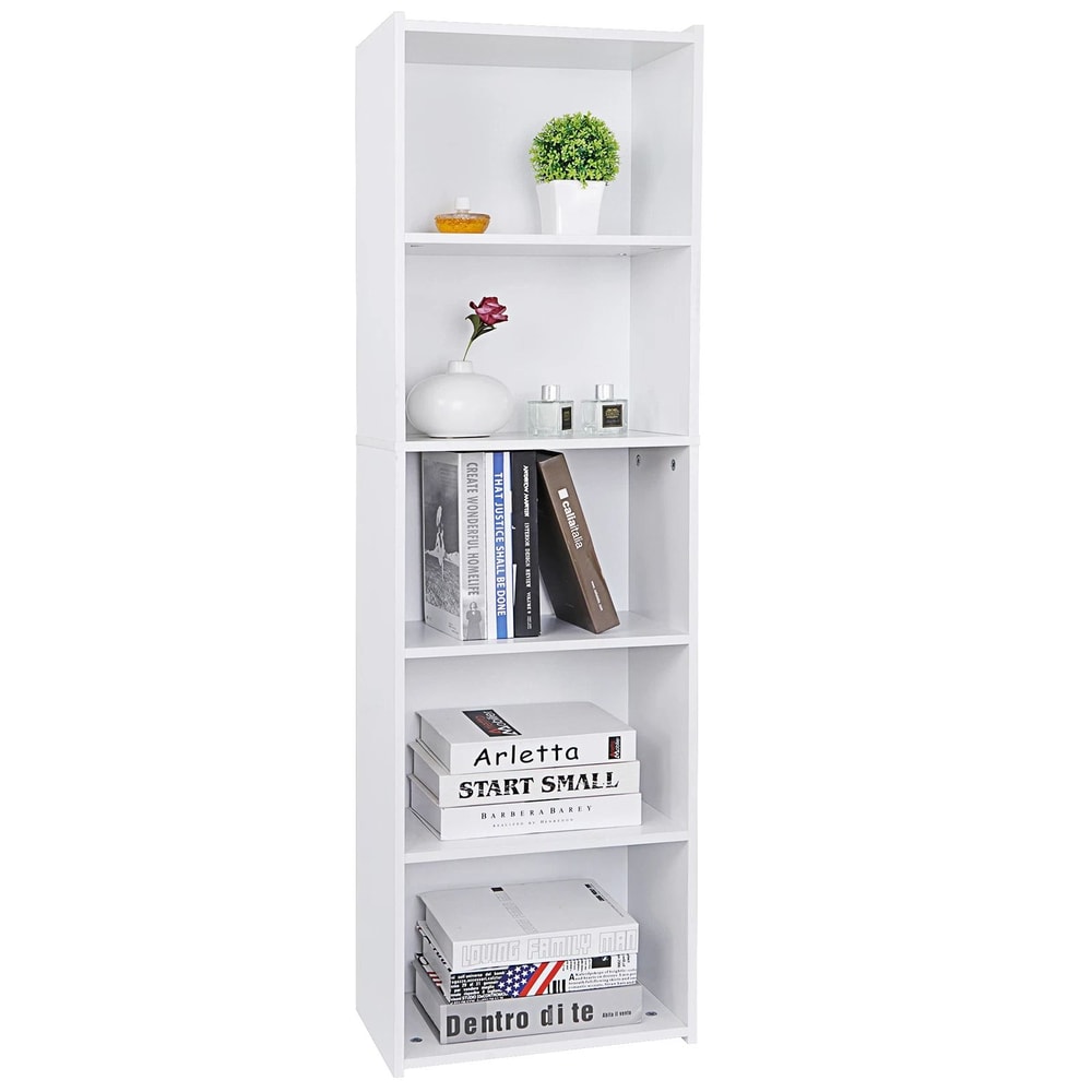 Wood Bookshelf Open Display Storage Organizer For Living Room Home Office 12