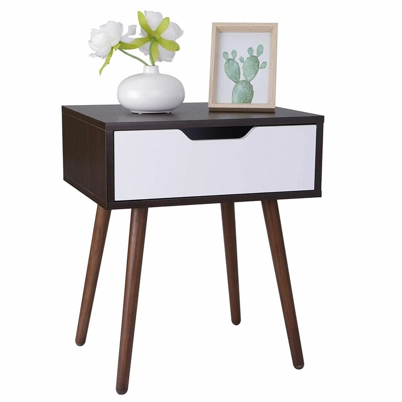 Modern Bedside Table With Drawer Compact End Table For Small Spaces Wooden Nightstand 1