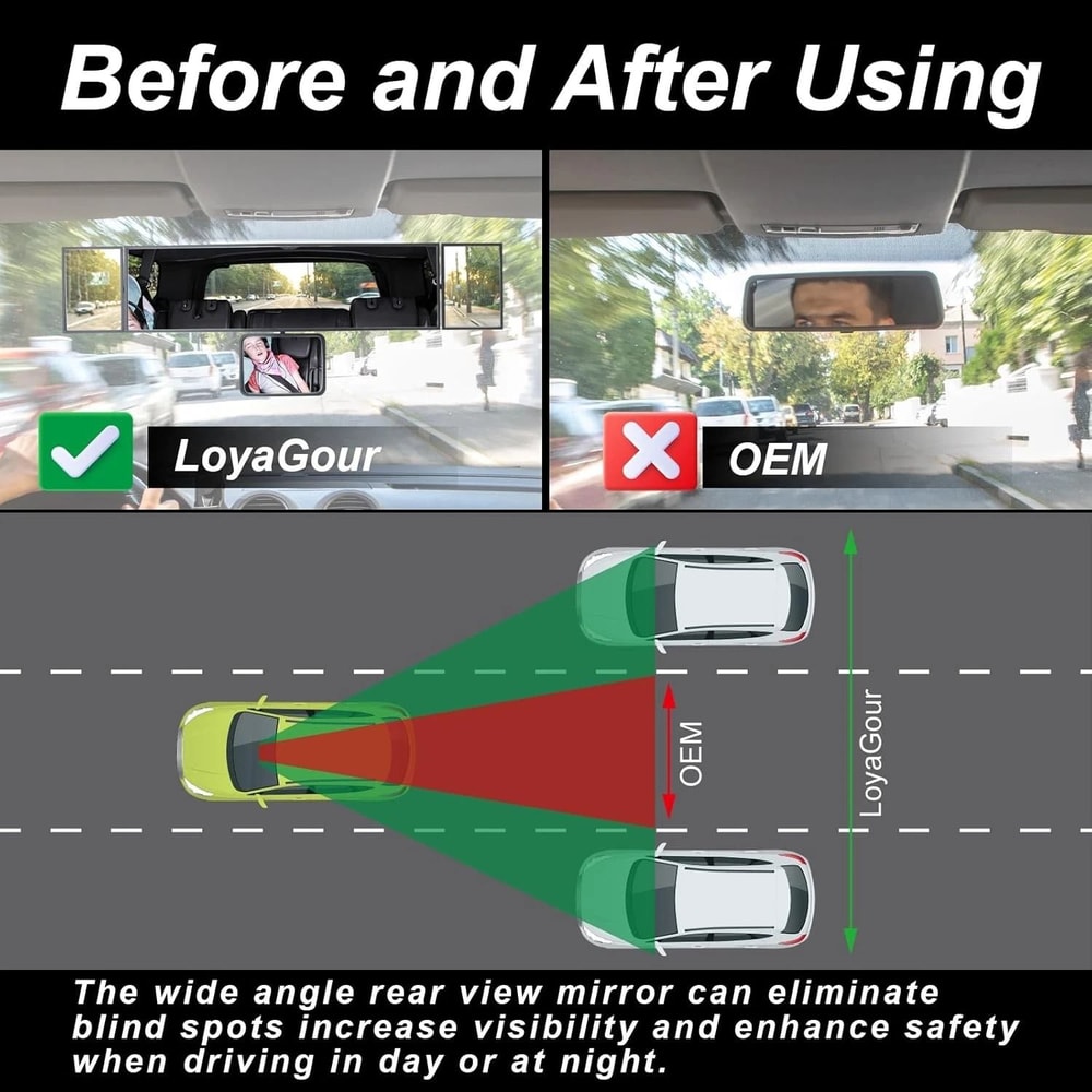 Premium Toyota Interior Wide Angle Rear View Mirror Panoramic Accessory For Enhanced Visibility 6