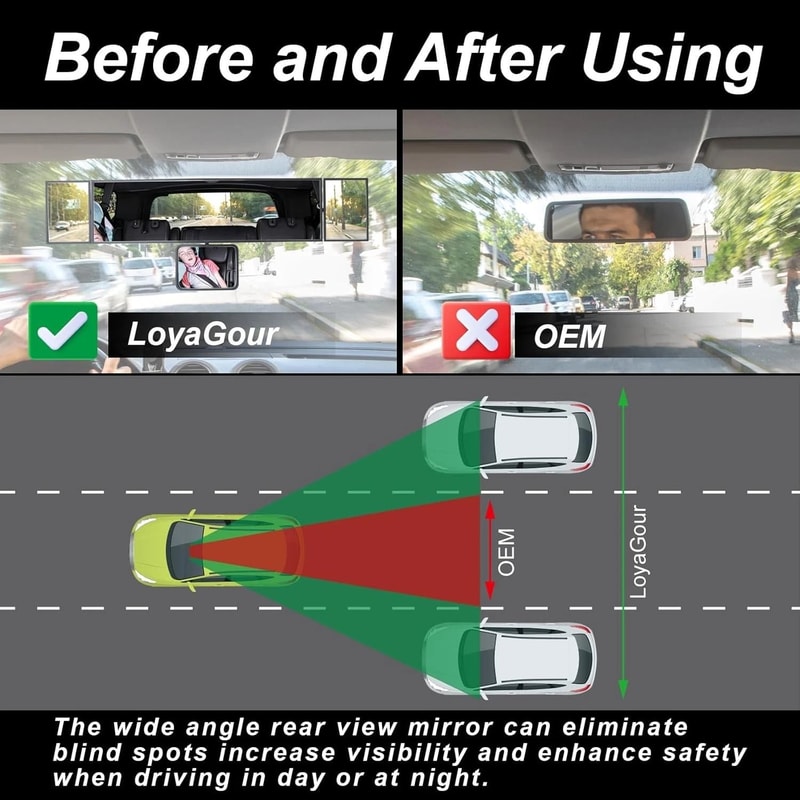 Premium Toyota Interior Wide Angle Rear View Mirror Panoramic Accessory For Enhanced Visibility 6