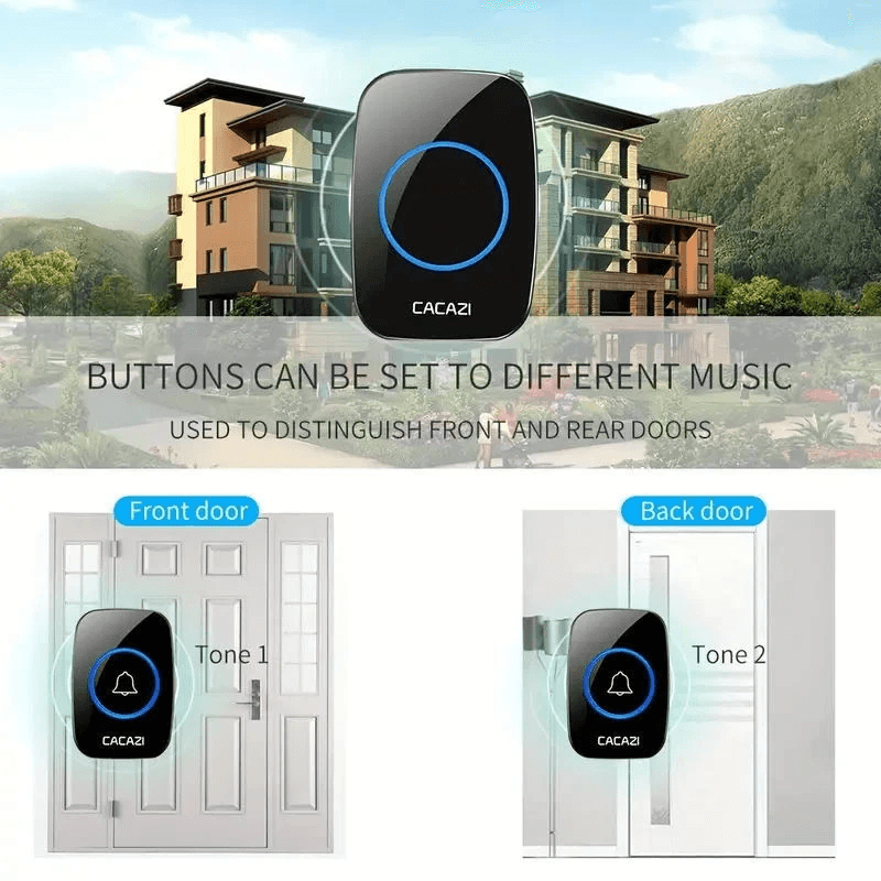 Wireless Doorbell Chime Waterproof Receiver With Adjustable Volume Range Easy Installation For Home