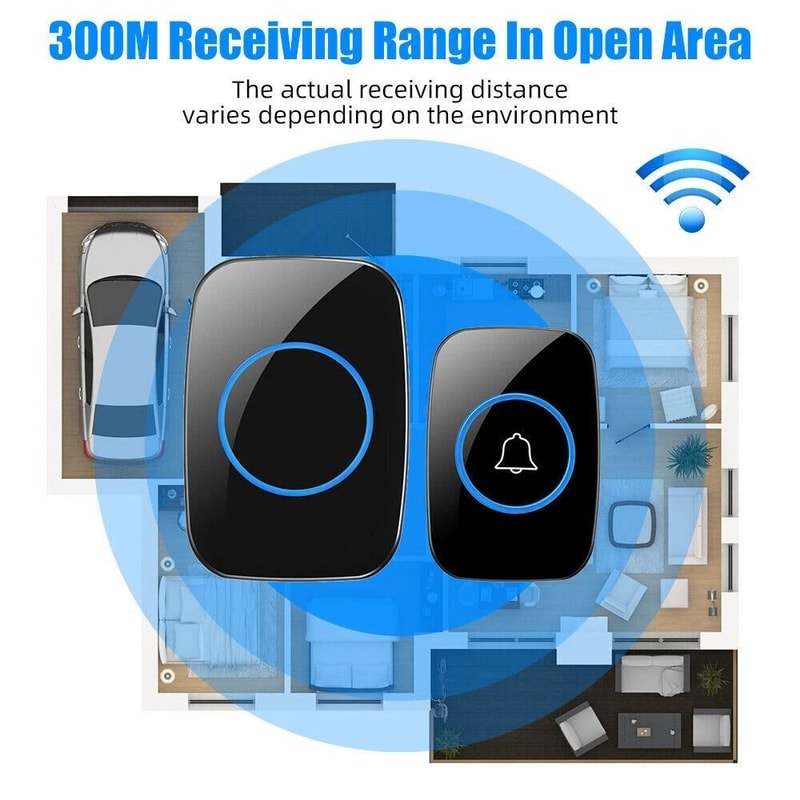 Wireless Doorbell Chime Waterproof Receiver With Adjustable Volume Range Easy Installation For Home