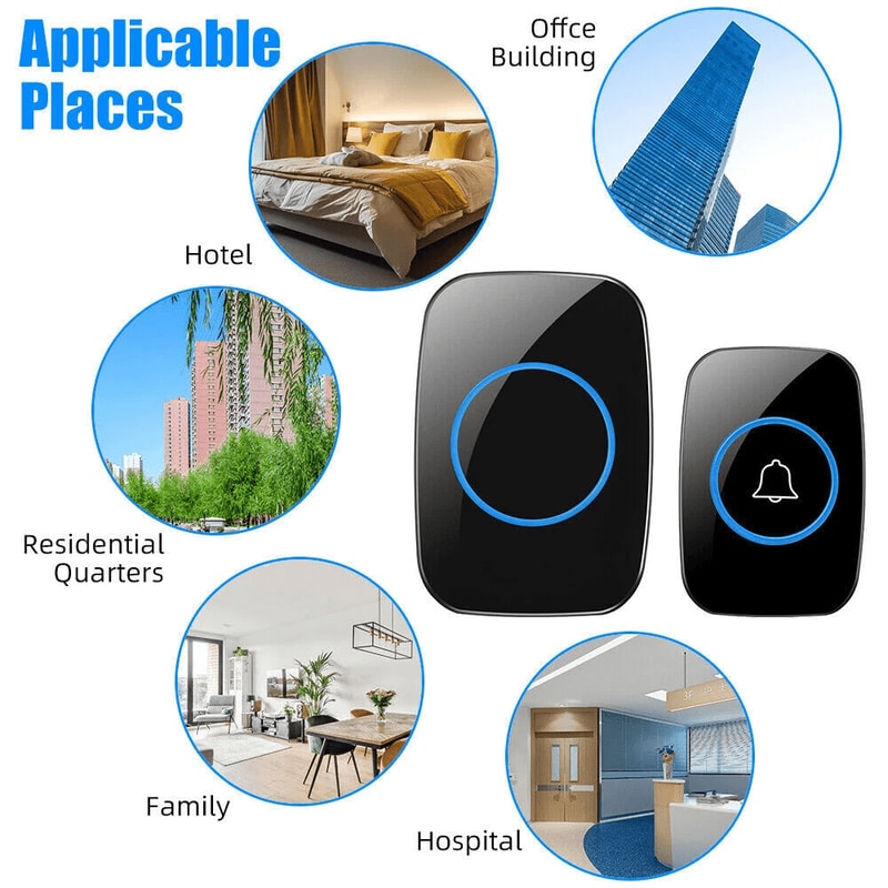 Wireless Doorbell Chime Waterproof Receiver With Adjustable Volume Range Easy Installation For Home