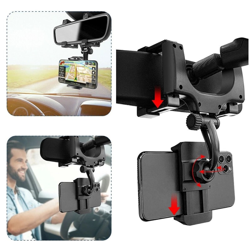 360 Rotation Car Mirror Phone Mount Universal GPS Cell Holder For All Smartphones 8