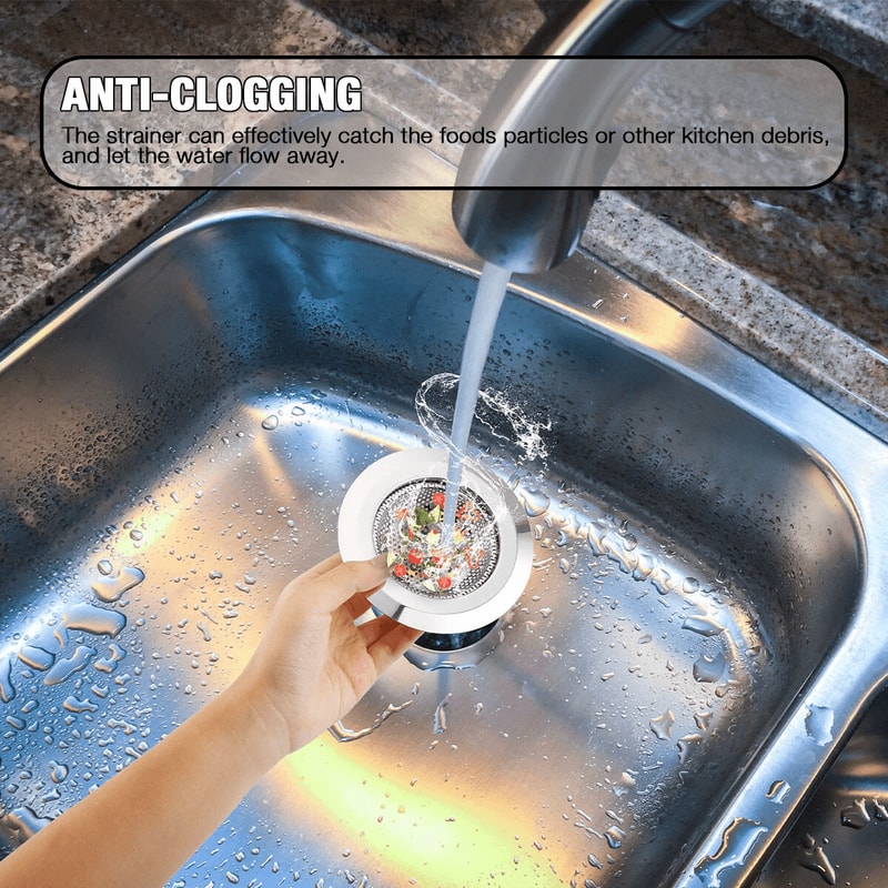 Kitchen Sink Strainer Stopper Stainless Steel Drain Basket Waste Plug 2