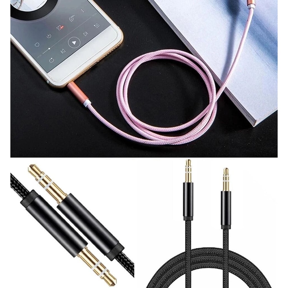 Braided Male To Male Audio AUX Cable For PC IPhone IPod Car Use 4