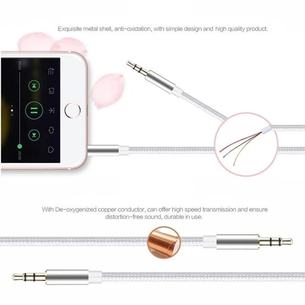 Braided Male To Male Audio AUX Cable For PC IPhone IPod Car Use 5