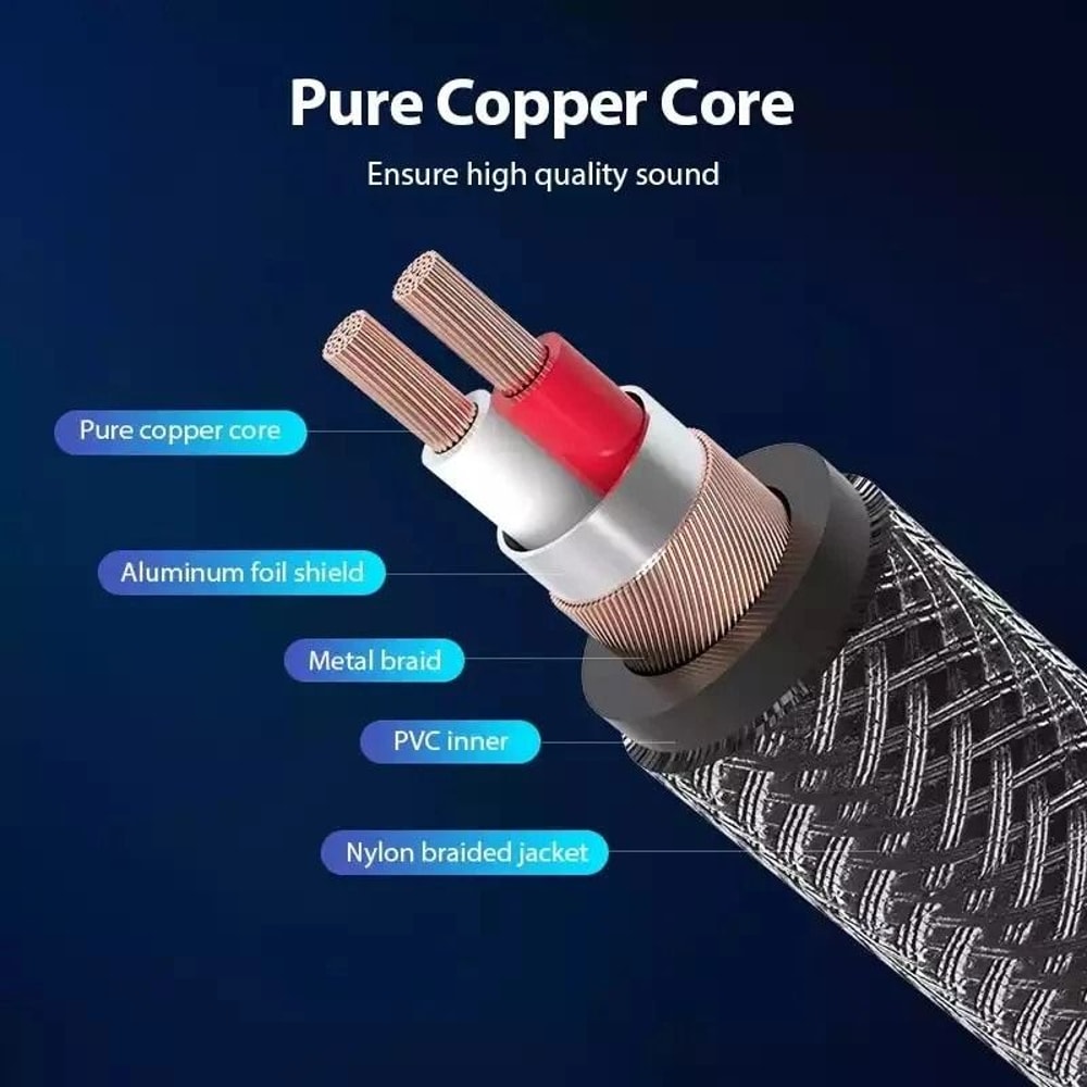 Braided Male To Male Audio AUX Cable For PC IPhone IPod Car Use 6