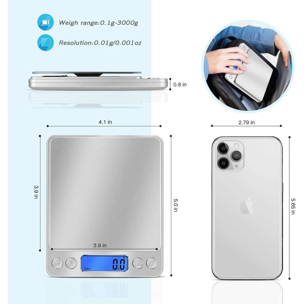 Digital Scale Pocket Size Jewelry Gold Silver Coin Herb And Grain Weighing 8