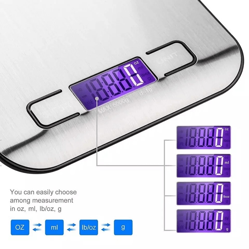 Digital Kitchen Food Scale Stainless Steel Postal Diet Scale 5