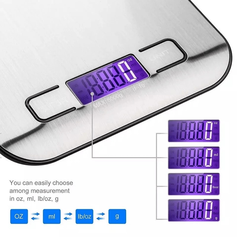 Digital Kitchen Food Scale Stainless Steel Postal Diet Scale 5