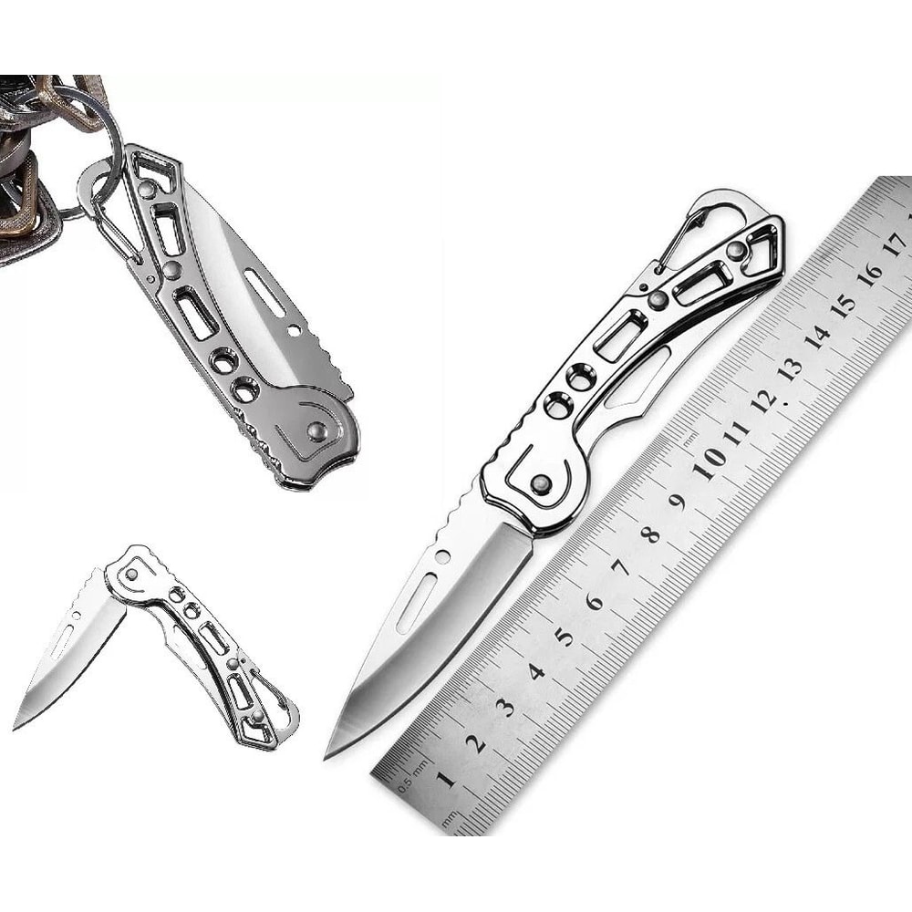 Mini EDC Keychain Folding Knife With Carabiner For Camping And Everyday Carry 5