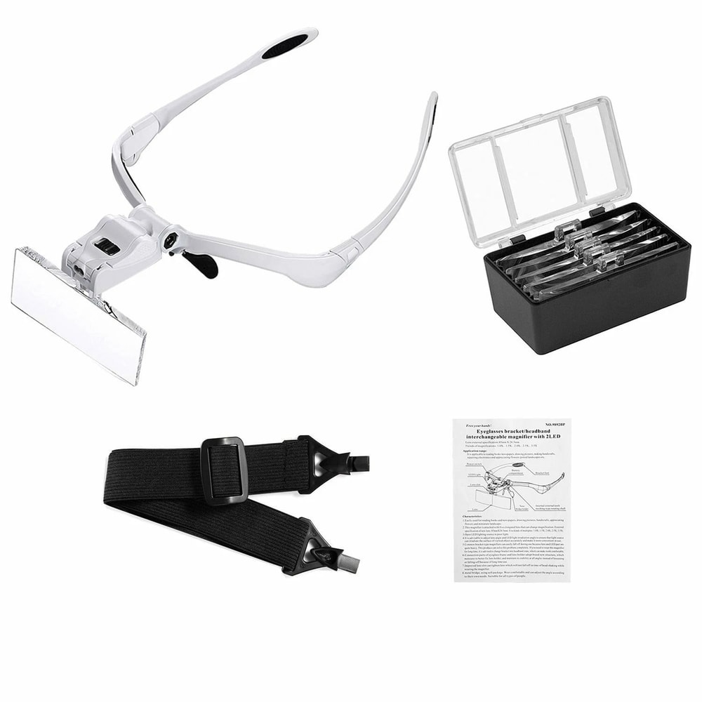 LED Headband Magnifier With Lenses And Light For Jewelry Repair Crafts And Close Detail Work 2