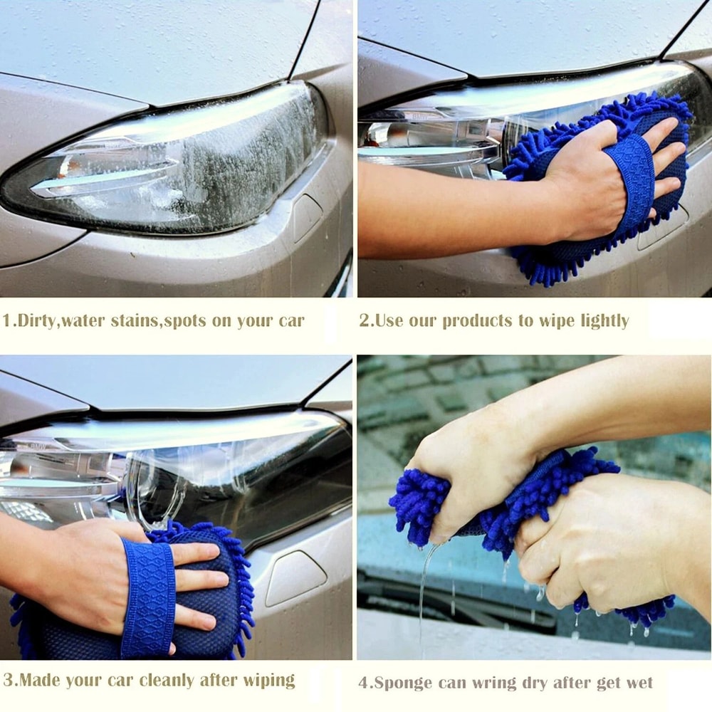 Microfiber Car Wash Mitt Scratch Free Coral Fleece Detailing Glove 11