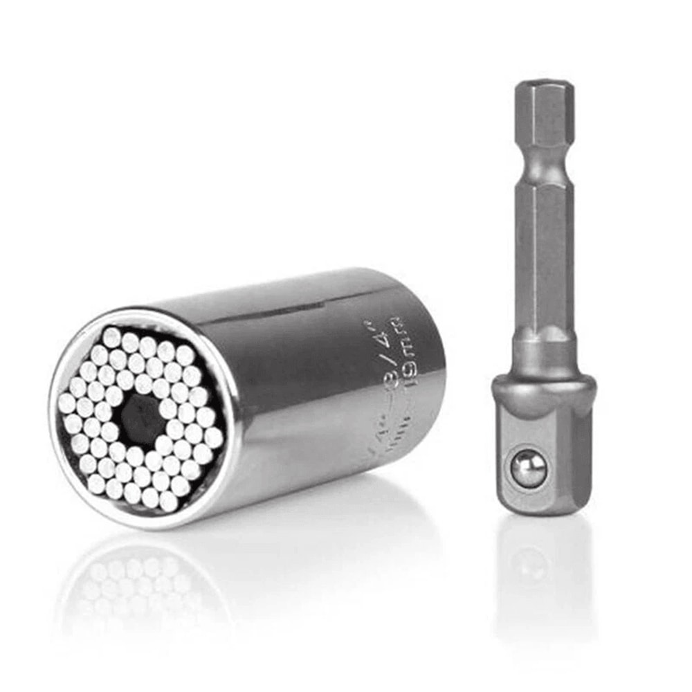 Universal Socket Wrench With Power Drill Adapter Grip Socket Set 6