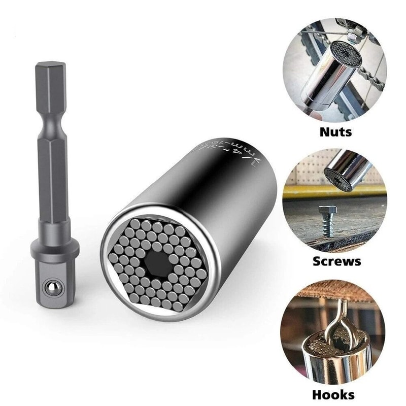 Universal Socket Wrench With Power Drill Adapter Grip Socket Set 0