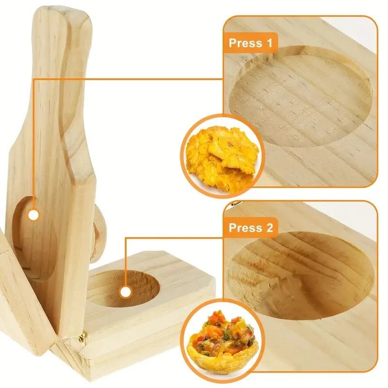 Wooden Tostonera Plantain Press For Stuffed Tostones And Plantain Cups 3