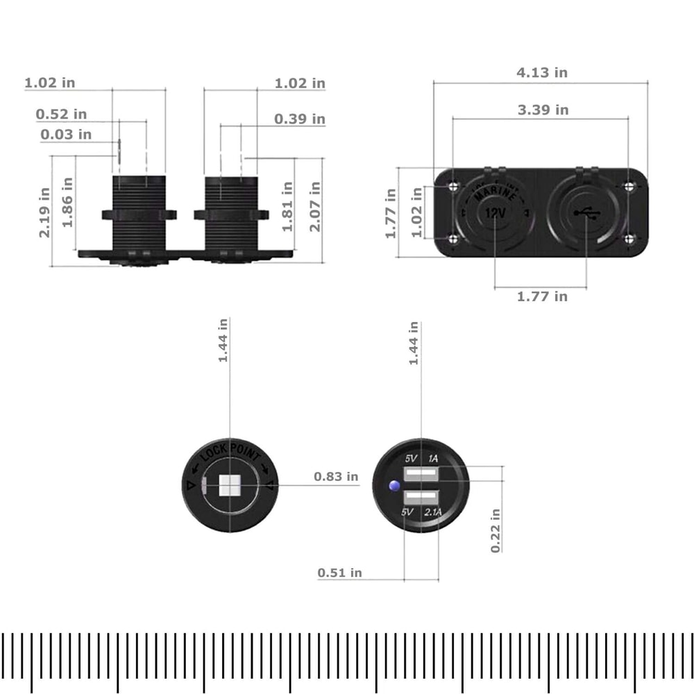 Dual USB Car Cigarette Lighter Splitter Car Charger Adapter With Power Socket 6