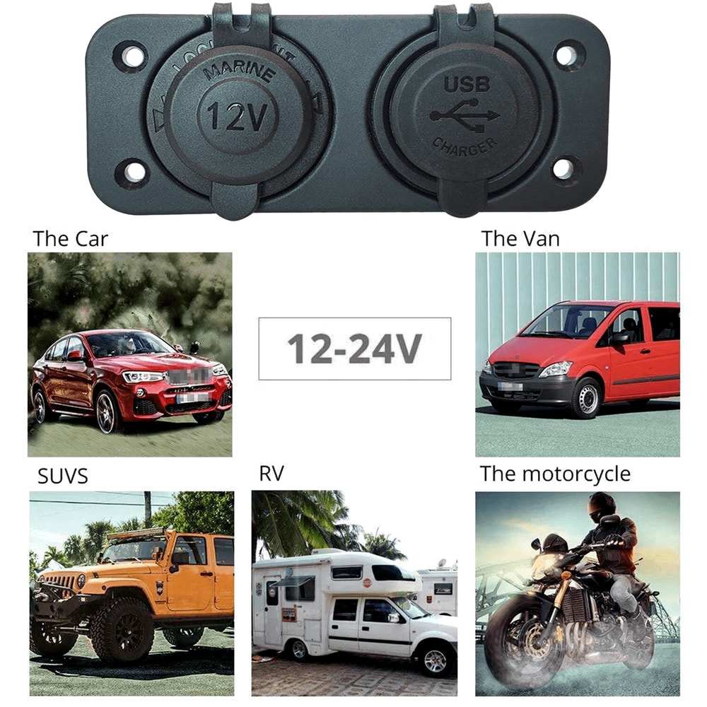 Dual USB Car Cigarette Lighter Splitter Car Charger Adapter With Power Socket 8