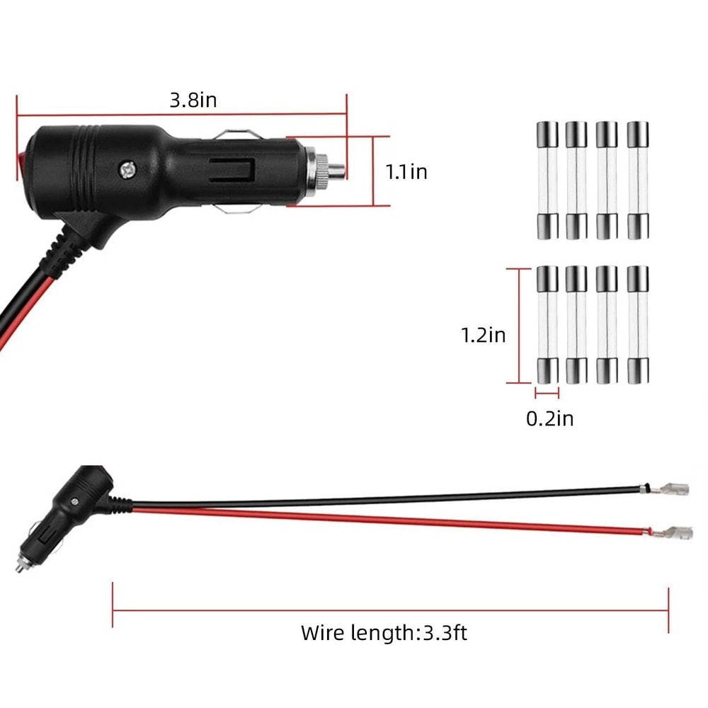 Cigarette Lighter Plug With Switch Fuse And Power Cable 1