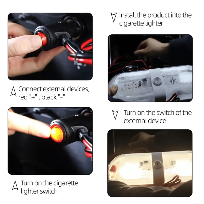 Cigarette Lighter Plug With Switch Fuse And Power Cable 3