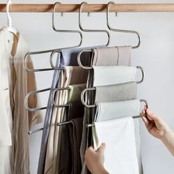 space saving pants hanger stainless steel trouser organizer