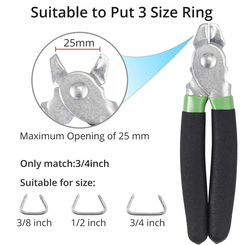Heavy Duty Hog Ring Pliers Kit With Rings For Upholstery Repair Seat Cover Installation 5
